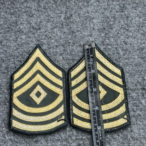 Vintage First Sergeant Military Rank Patch Black Gold K1 - Pair - Lot Of (2) Vtg - Picture 4 of 5